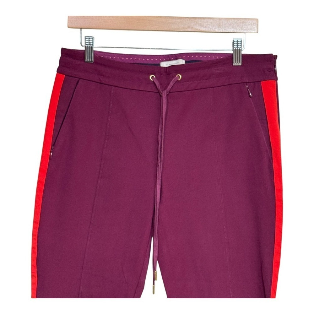 Anthropologie Essential Slim Burgundy Red Stripe Track Pants Trousers Women US 8 - Picture 4 of 8